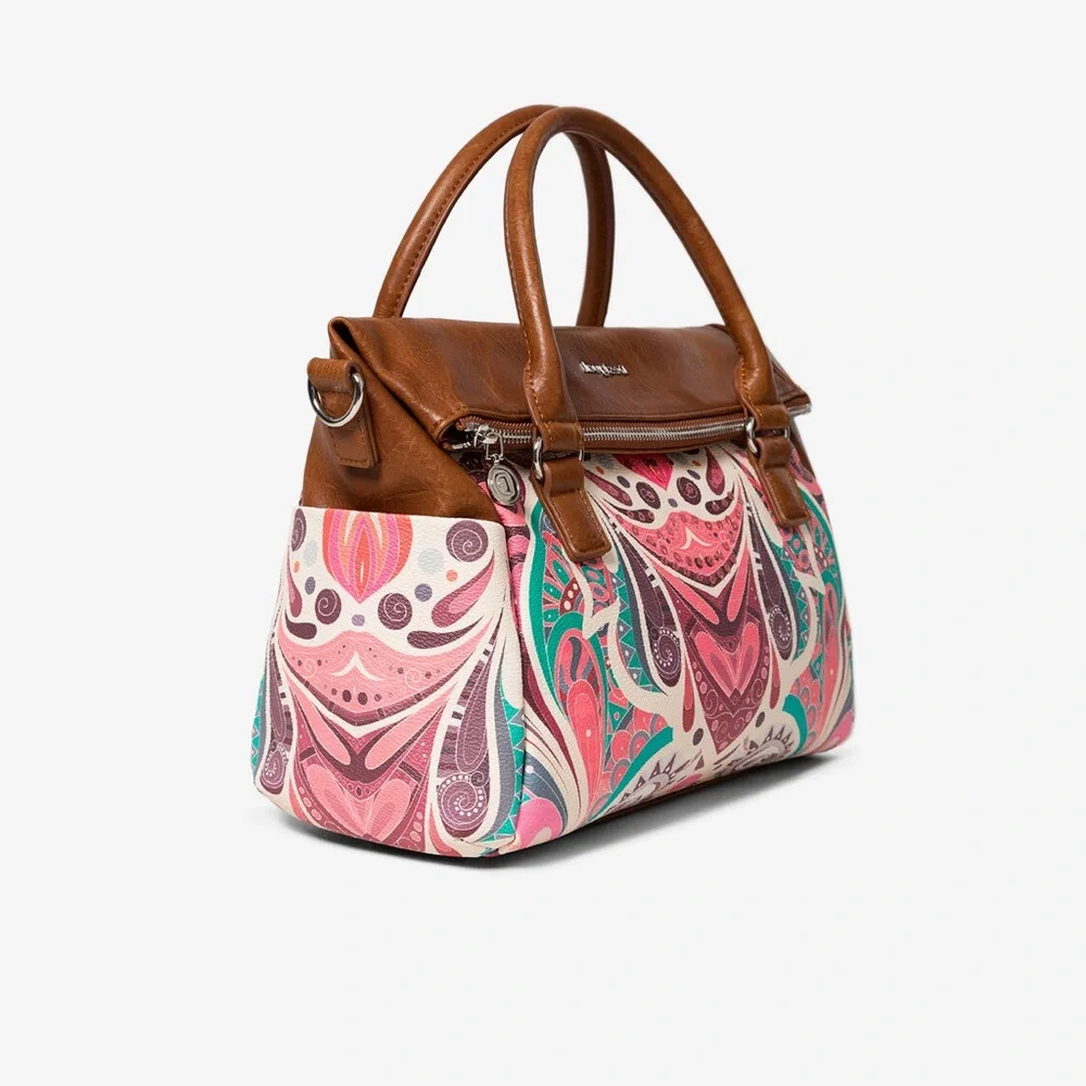 Desigual Bols_Multiverse Loverty Handbag‎ Colorful Paisley Faux Leather Trim NWT